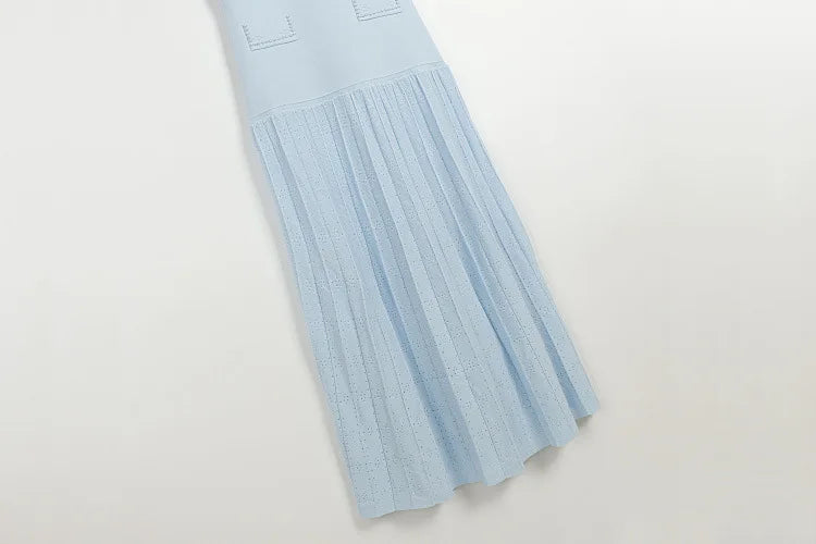 Elegant Knitted Pleated Maxi Dress