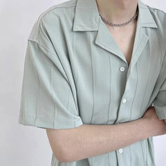 Striped Short Sleeve Shirt Men