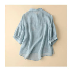 Embroidered Cotton Linen Casual Shirt
