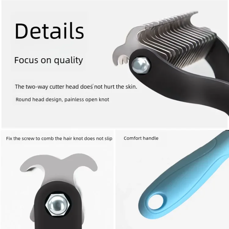 Pet Deshedding Brush Double Sided Pet Grooming Tool for Shedding and Dematting - Stainless Steel Dog Comb with Effective Results