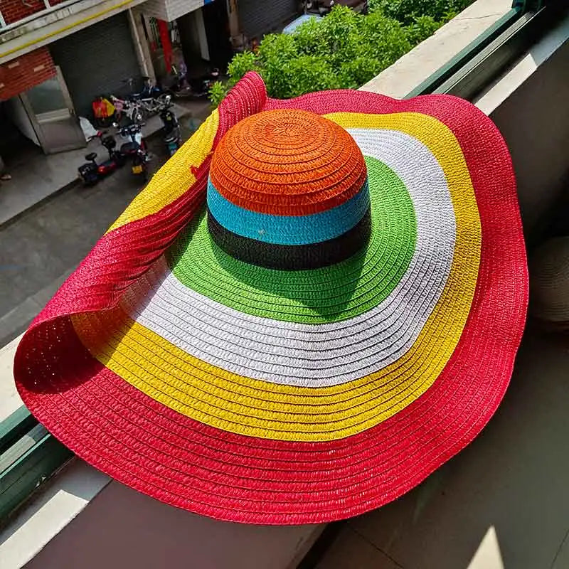 60cm Oversized Foldable Straw Sun Hat