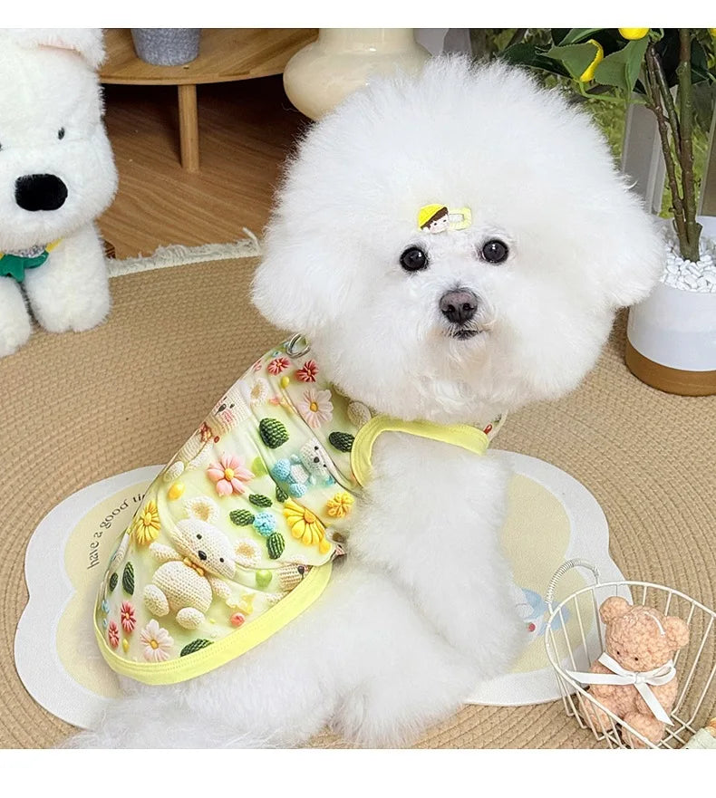 Spring pet apparel: cat & dog clothing - cartoon 3d print, teddy style, cute & breathable, anti-shedding, dropshipping available