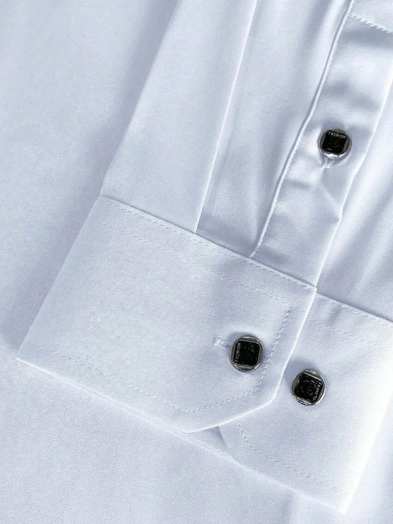 Patchwork Elastic Business Casual Shirt