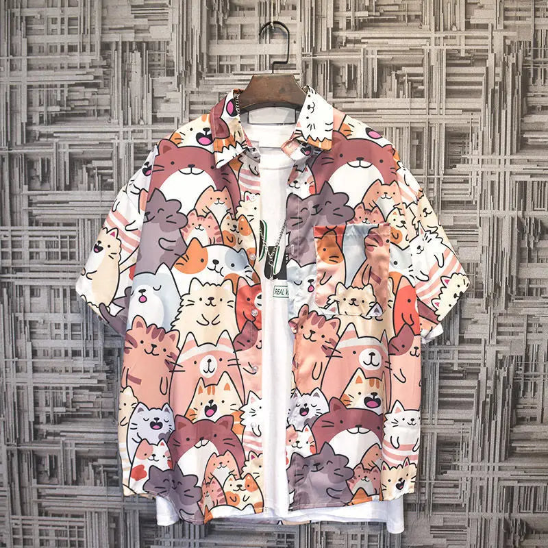 Printed Shirts and Blouses for Men Colourful Hip Hop Clothing Geometric Funny Man Tops Hawaiian Graphic with Pocket Floral Xxl S