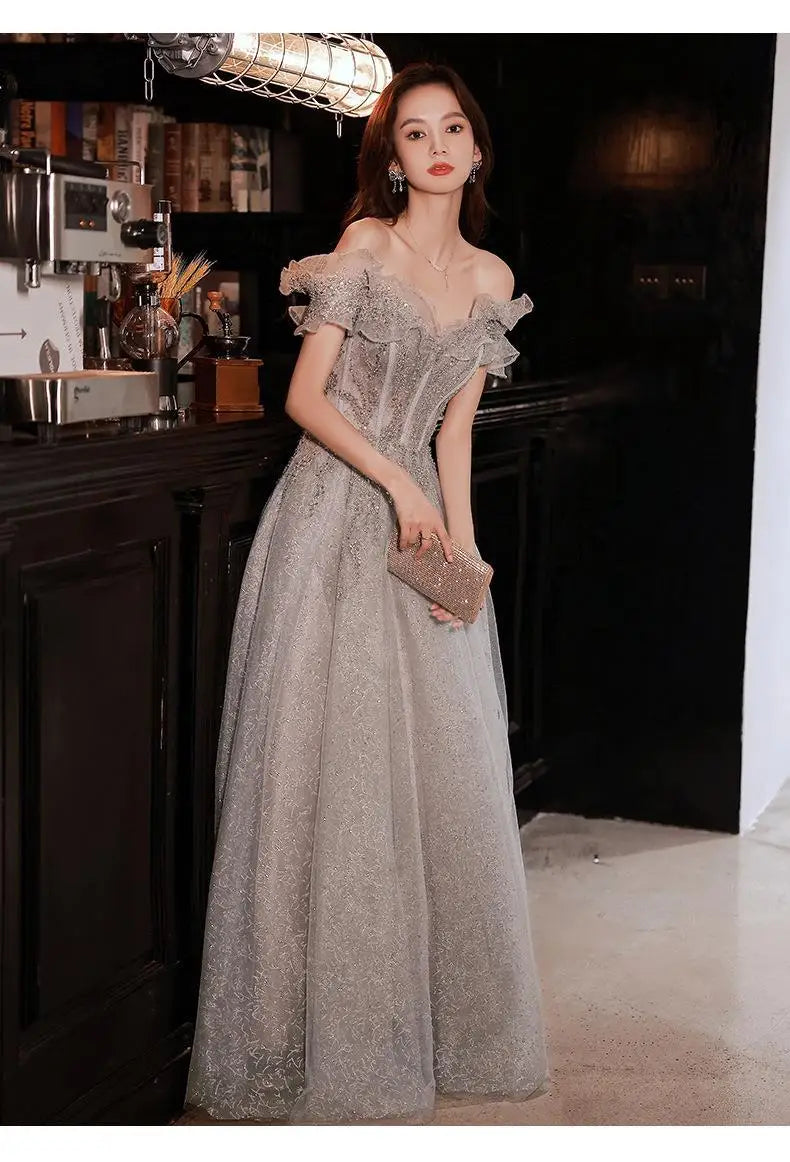 One Shoulder Fairy Style Evening Dress