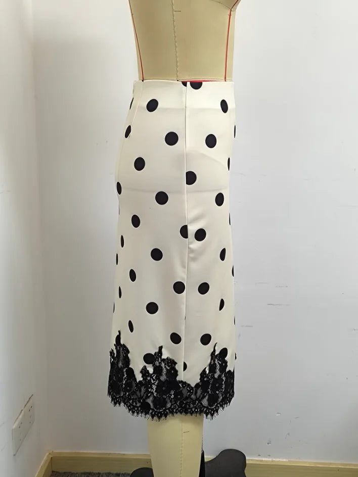 Skirts for Women Women Skirt Fashion Summer Skirts Elegant Dot Lace High Waist Package Hip Midi Skirt Women Faldas