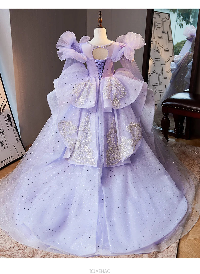 Wed Dress 2024 Flower Girl Wedding Dresses Costume Children Girls Birthday Party Princess Gown Vestido Kids Host Piano Outfit