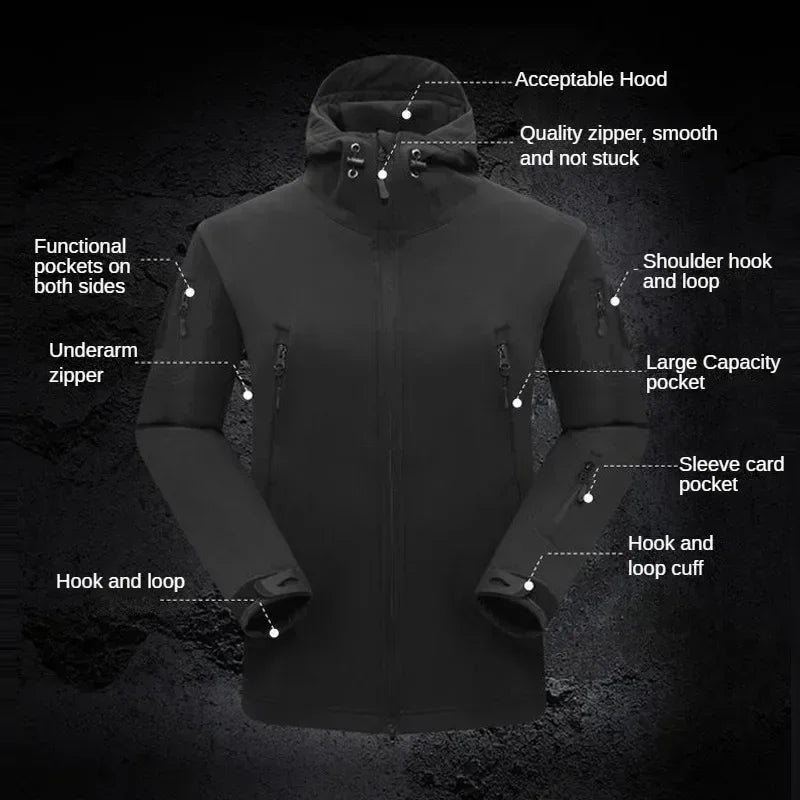 Winter Autumn Fleece Thermal Waterproof Suit Men Jacket Tactical Outdoor Fishing Hiking Camping Tracksuits Coat