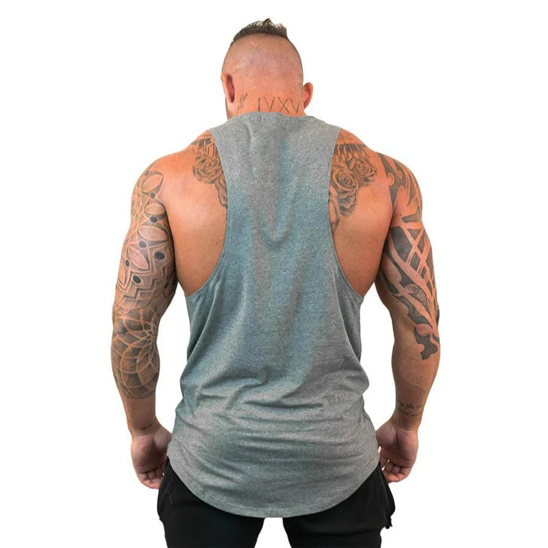 Summer Bodybuilding Tank Tops Workout Stringer Sleeveless Shirts Fitness Mens Gym Clothing Cotton Breathable Sport Muscle Vests