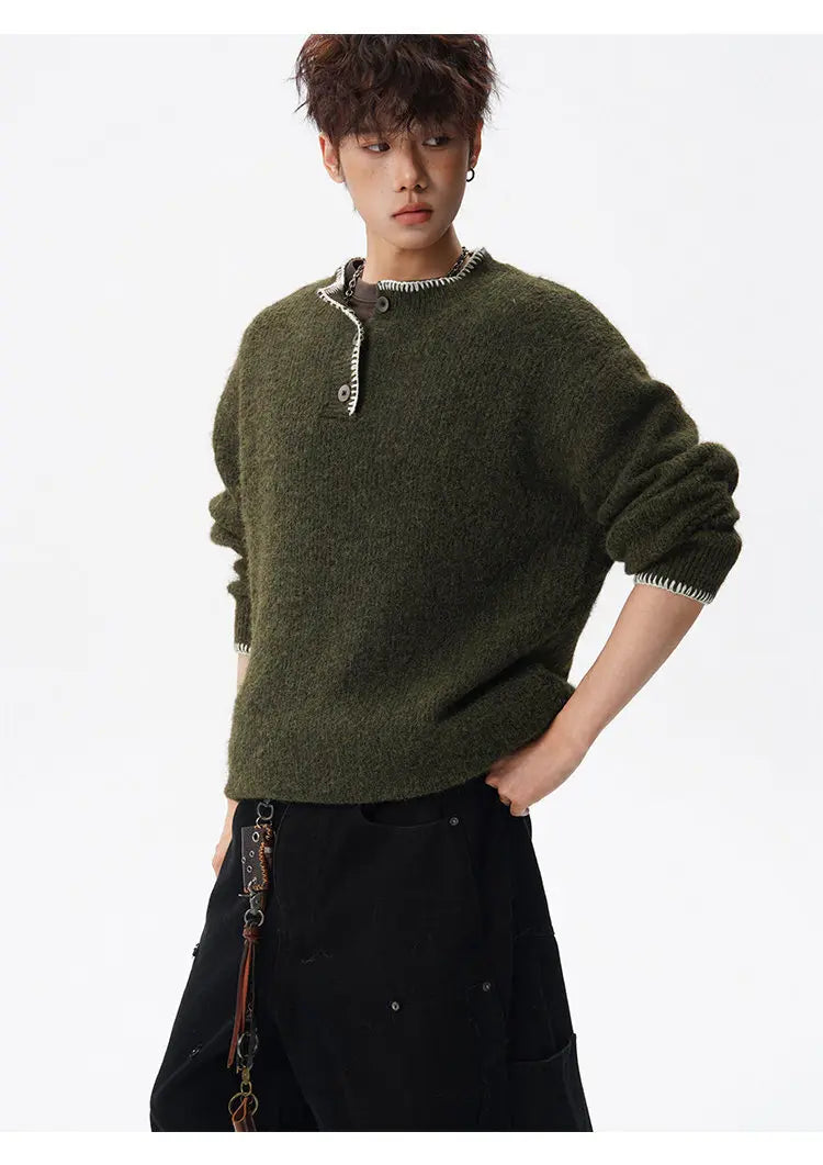 Korean Button Knit Pullover