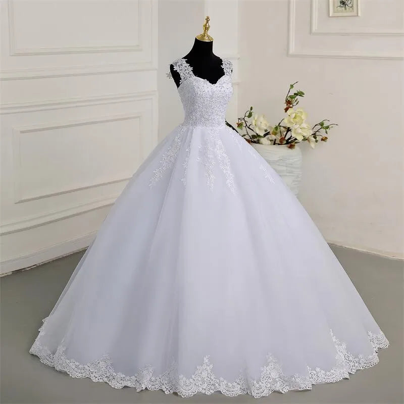 Sleeveless Wedding Dresses Classic Sweetheart Vestido De Noiva Luxury Lace Bridal Ball Gown Formal Robe De Mariee Customized