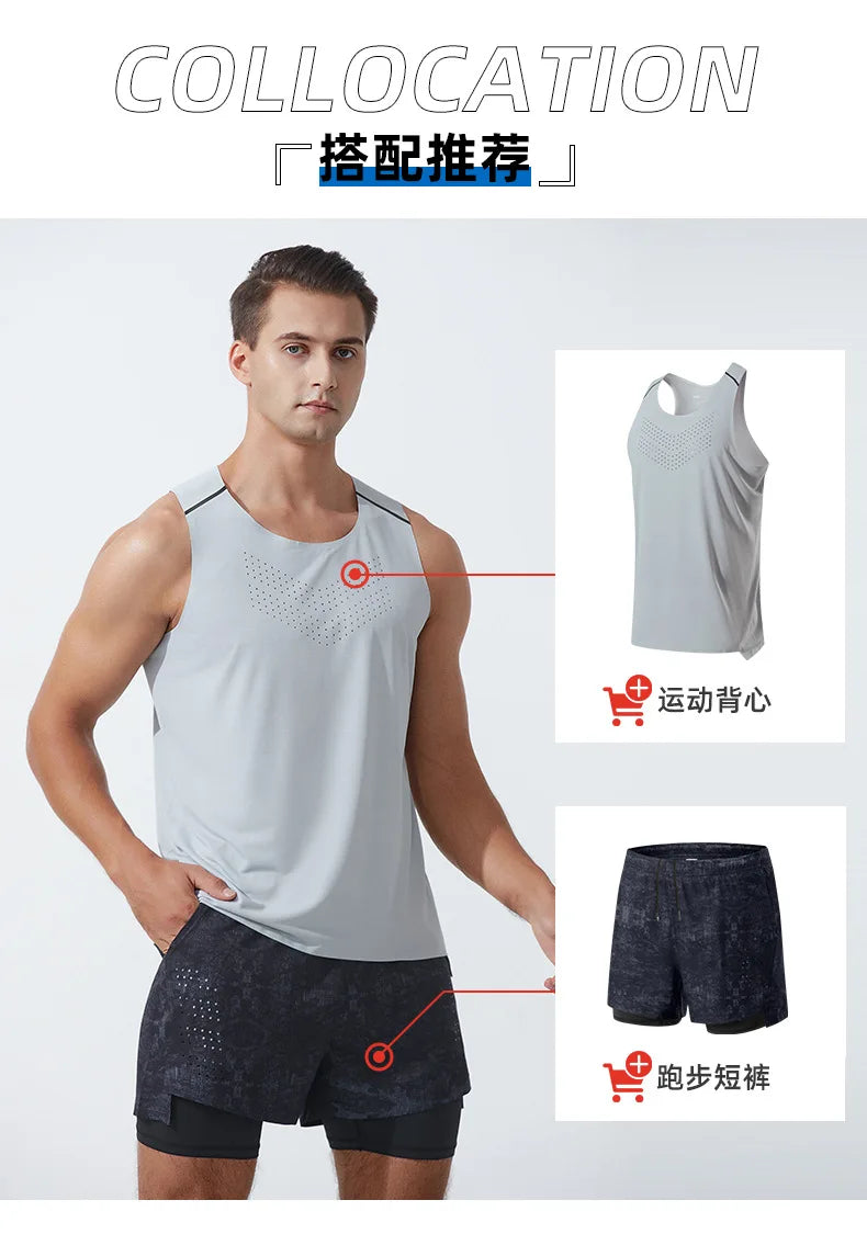Men's Fitness Tank Top Summer Gym Clothing Bodybuilding Muscle Vest Sleeveless Shirt O Neck Breathable Quick Dry Workout Tops