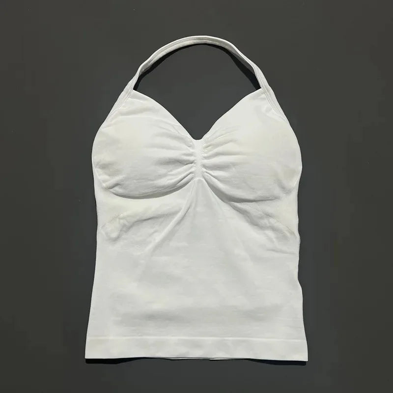 Women's Sexy Sports Bra - Open Back Design, Breathable Stretchy Fabric for Yoga - Elegant Solid Color All-Season Activewear