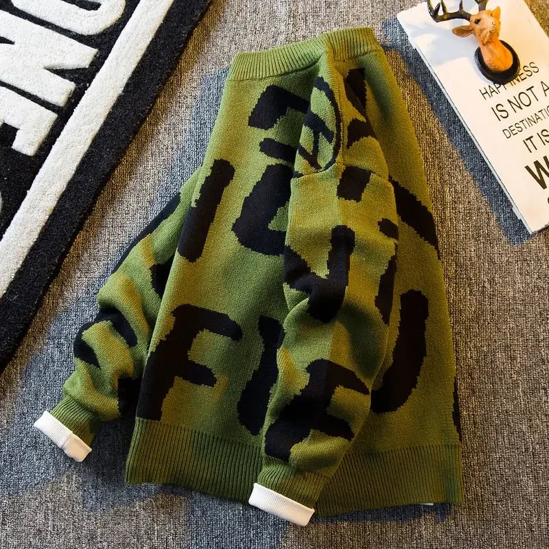 Graphic Knit Crew Pullover Sweater