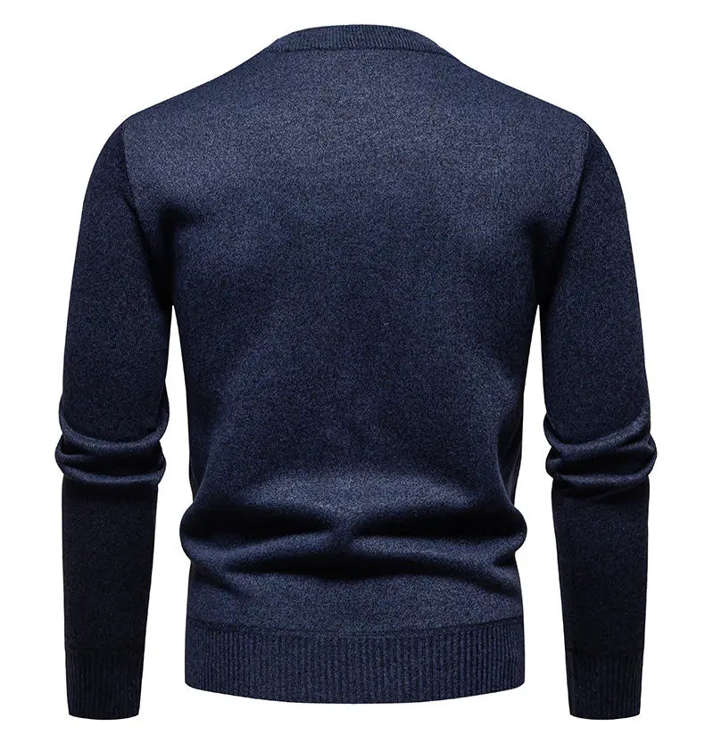 New Sweater Men Casual Knitted Pullover Solid Color Warm Regular Fit Round Neck Sweater Pullovers Mens Sweatwear