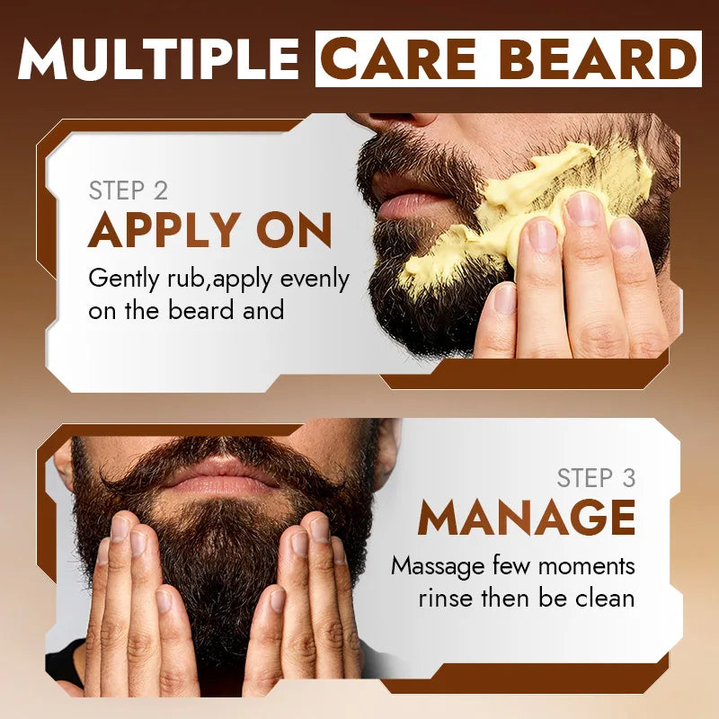 Men's Sandalwood Beard Care Balm Tame Unruly Hairs, Deeply Cleanse & Moisturize Dry Beards, Promote Healthie Thicker Facial Hair