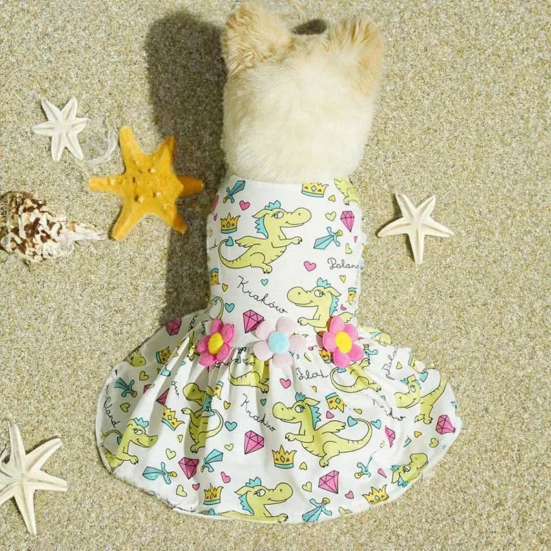 Adorable Printed Puppy Summer Dress