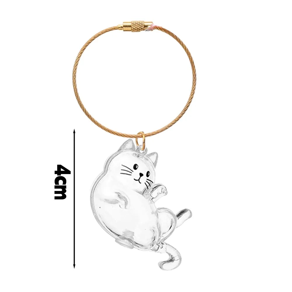 New Cat Hair Storage Keychain Bag Pendant Transparent Pet Fur Keepsake Capsule Souvenir Collection Gift Decoration Accessories