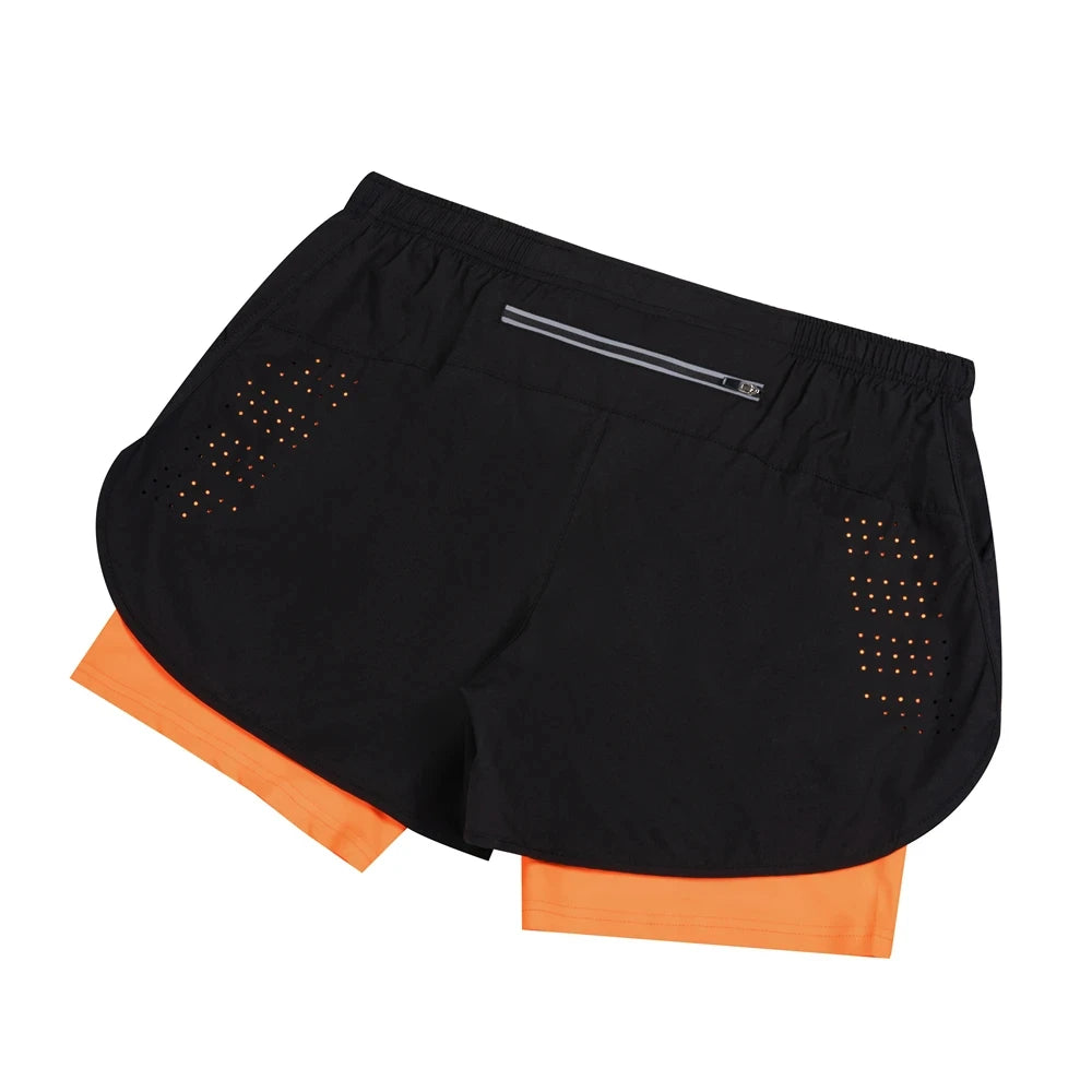 Summer Men's Reflective Running Shorts Fitness Quick Drying Double-Layer Shorts Men's Exercise Training Bodybuilding Shorts