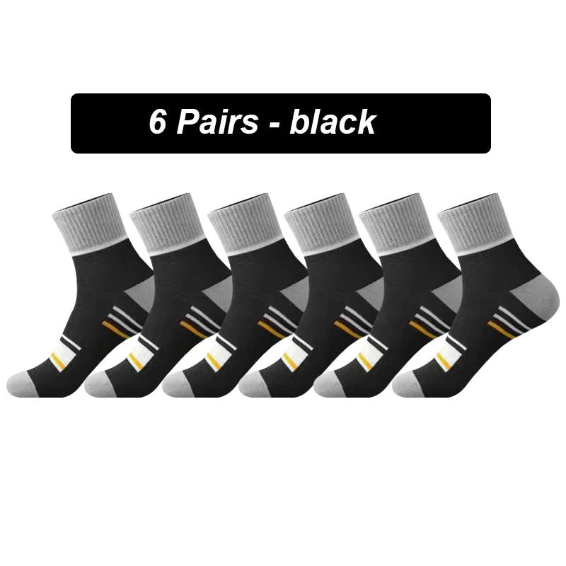 Men’s Breathable Cotton Crew Socks – 6-Pair Set