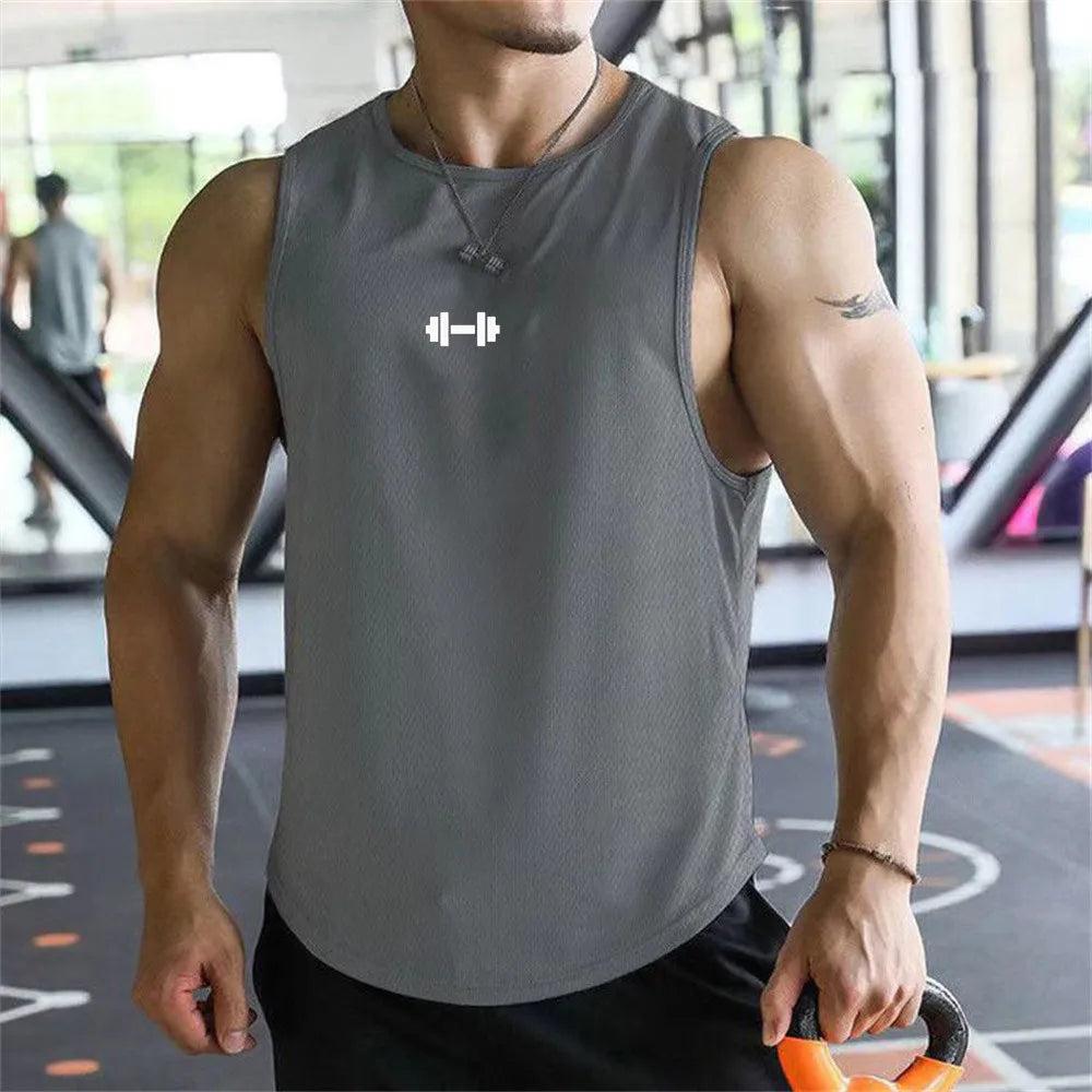 Summer Men's Tank Top Fitness Training Clothing Quick-drying Loose Bodybuilding Sleeveless Shirt Men Fashion Basketball Vest