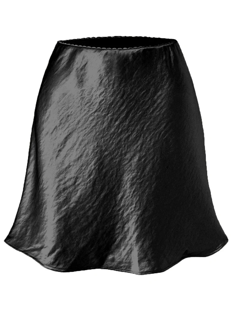 Satin A-Line Office Mini Skirt