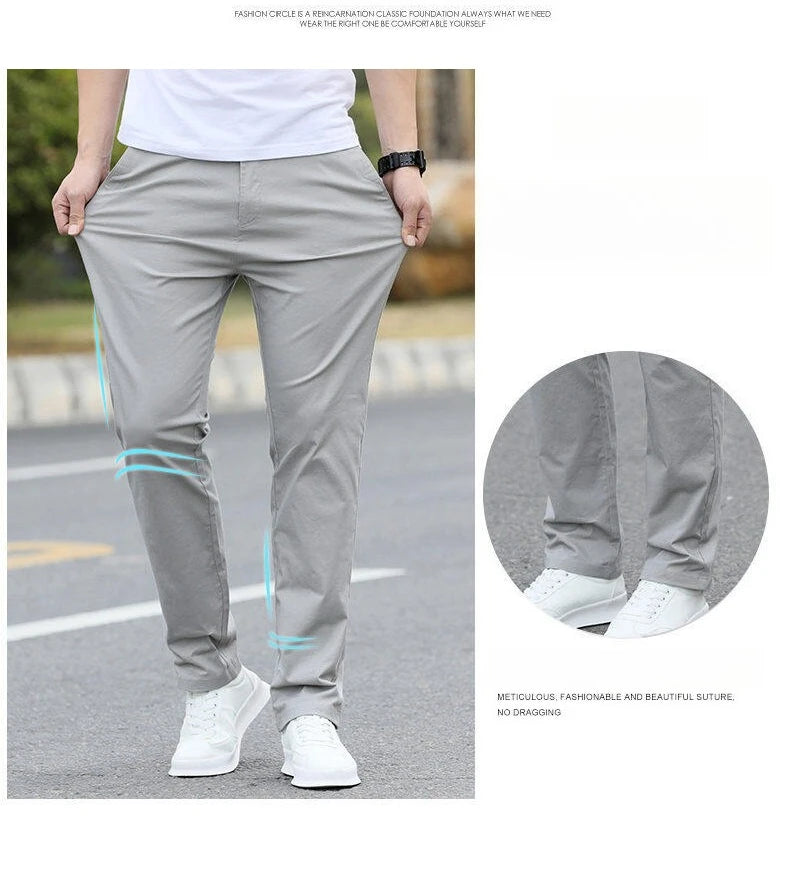 Men's High-Quality Chinos -Cotton Casual Trousers - Breathable Straight Pants (Sizes W28-w40)