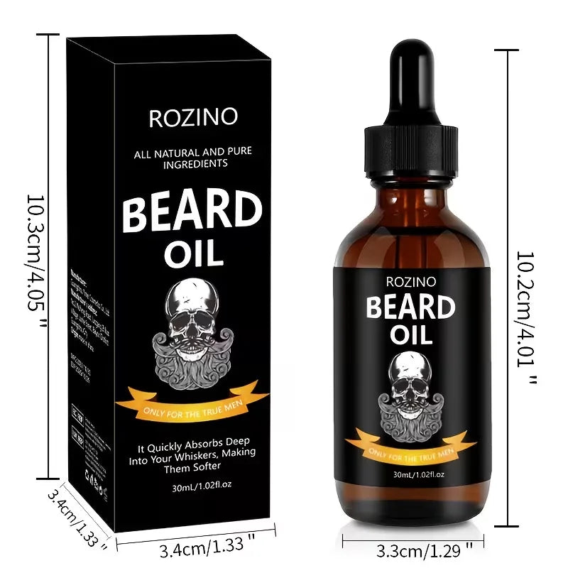 【Moisturizing and Oil-Controlling for All Seasons, Instantly Moisturizes and Softens】1.01 oz Men's Beard Care Oil: Use Once to Make Beard Smooth, Strong, Nourish the Roots, Provide Long-Lasting Hydration, and Leave a Last