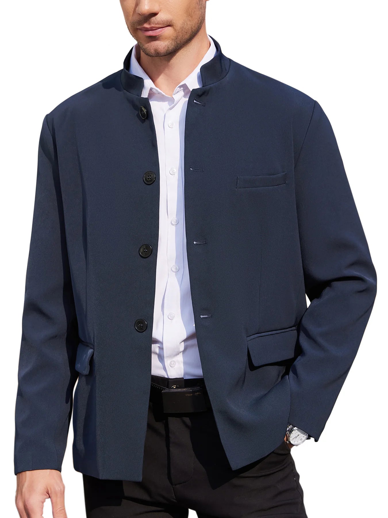 Men’s Lightweight Stand-Collar Casual Blazer