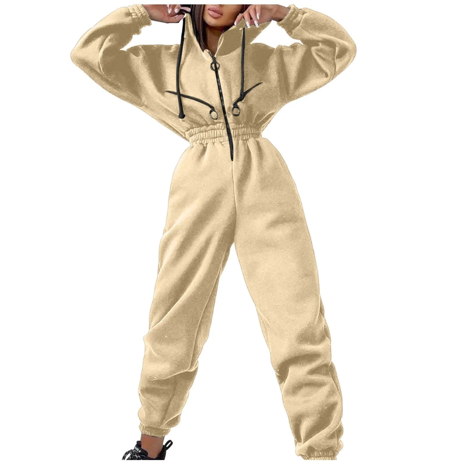 Fleece Hooded Wide Leg Jumpsuit