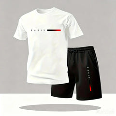 Men's Tracksuit 2 Piece O-neck Short Sleeve Shirt Shorts Set Men's Running Suit  mesh T shirts Man Clothing Summer T-shirt