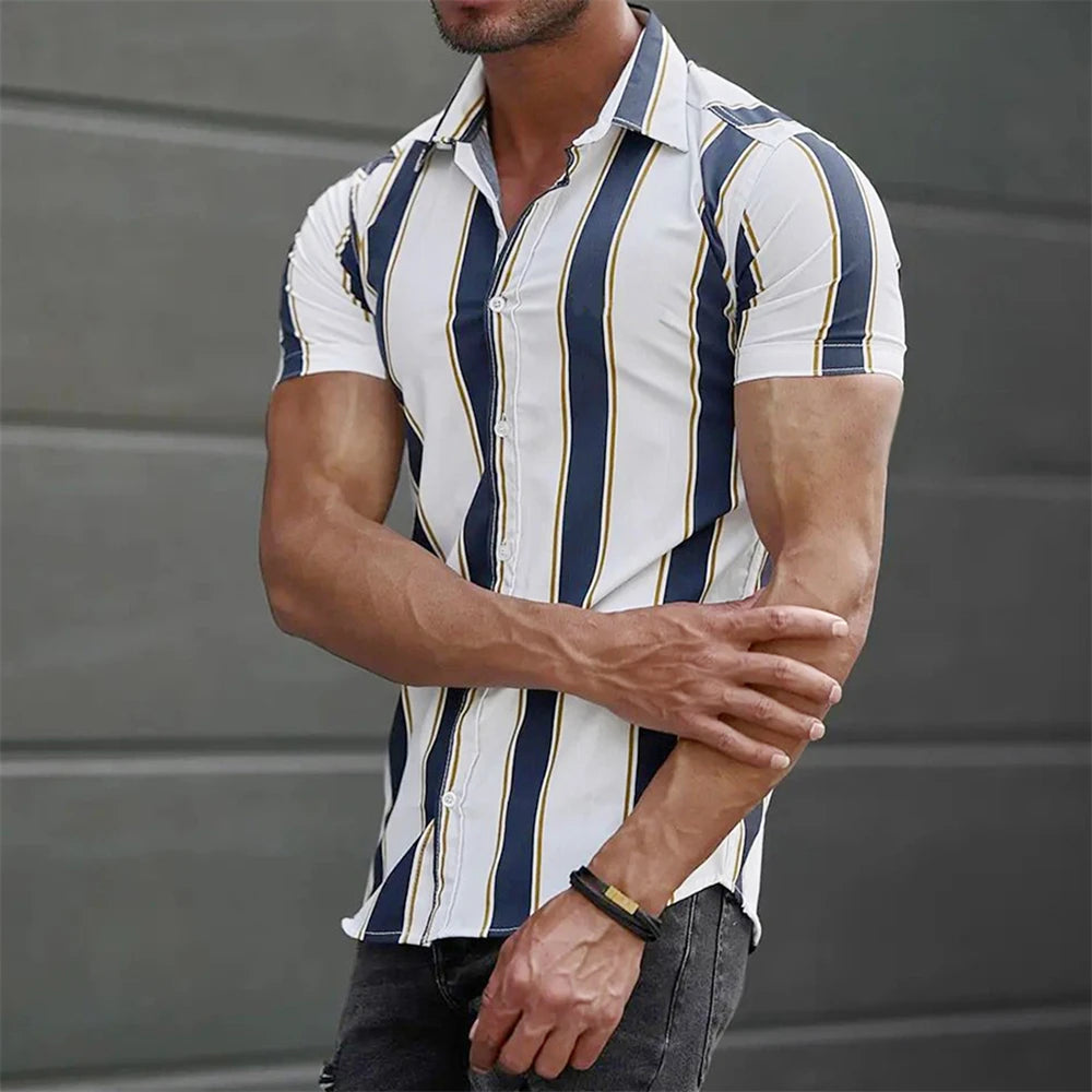 Striped Hawaiian Casual Shirt Men