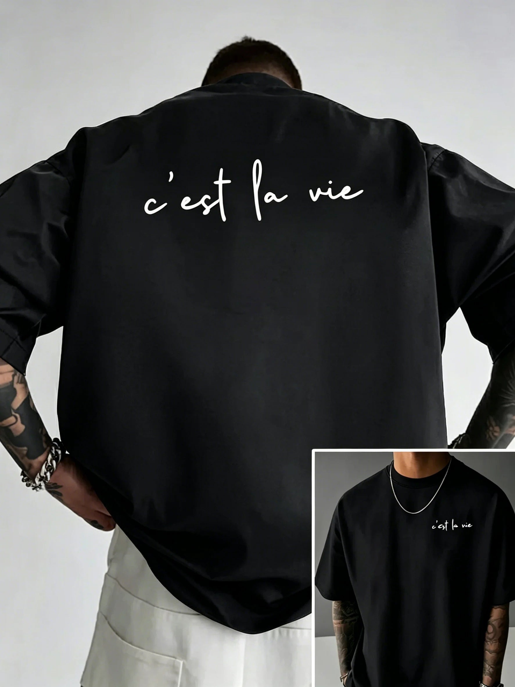 Men's T-shirt, Life is like a play, Dual-sided Pattern Men's Loose-Fitting T-shirt for Attitude in Life men clothing t shirts