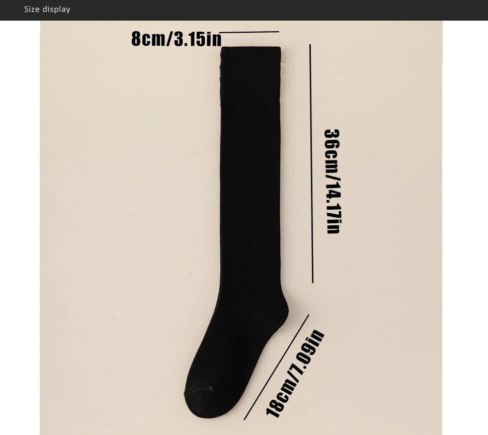 Solid Cotton Thigh High Socks