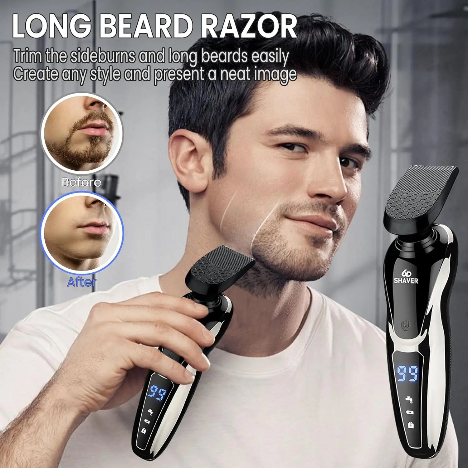 Rechargeable Electric Shaver for Men All in One Trimmer Set with Nose Trimmer Sideburns Trimmer Face Cleaning Brush