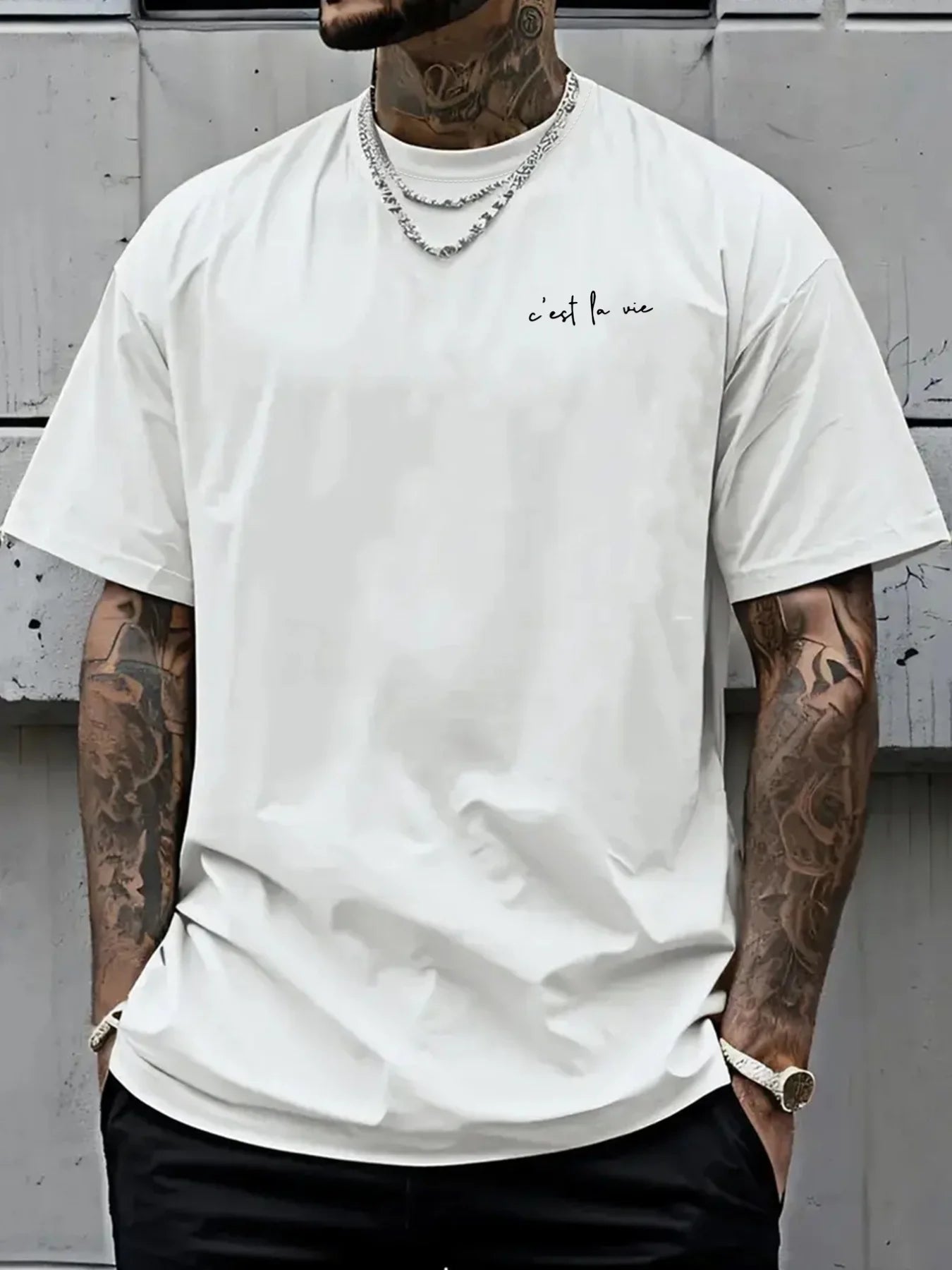 Men's T-shirt, Life is like a play, Dual-sided Pattern Men's Loose-Fitting T-shirt for Attitude in Life men clothing t shirts