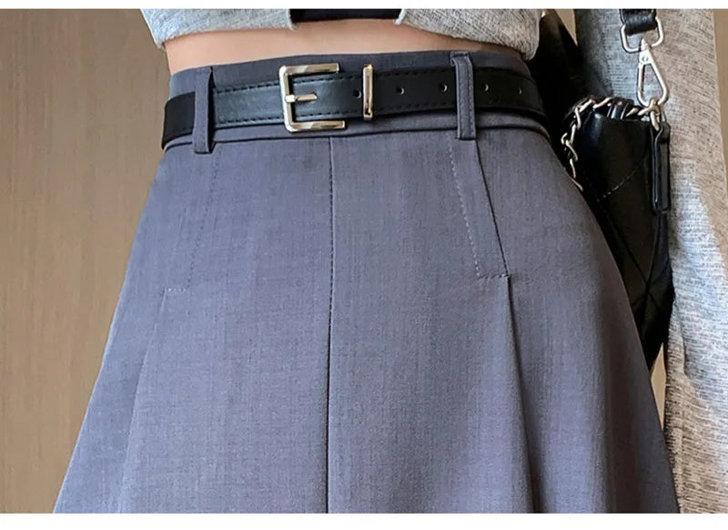 Elegant Skirts for Women Korean Style Long Skirt Female Black Pleated Midi Skirt Women's Clothing Office Lady Skirts Outfits New