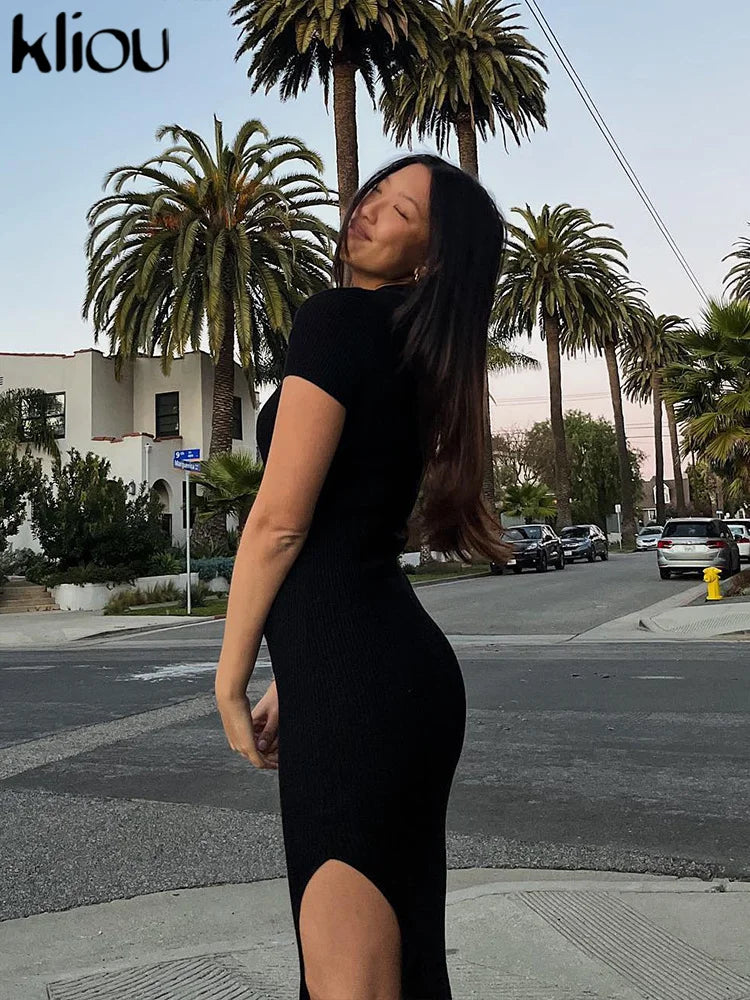 Elegant Collar Side Slit Dress