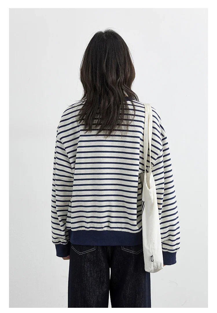 Striped Dog Print Loose Tee