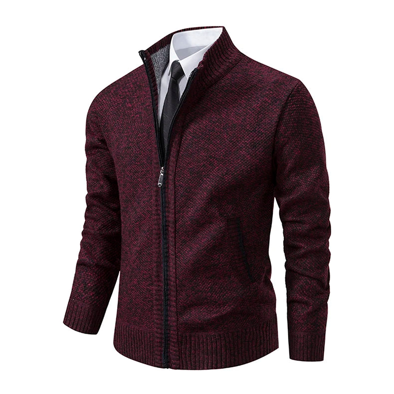 Stand Collar Fleece Zip Cardigan