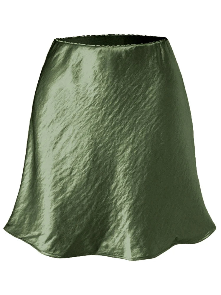 Satin A-Line Office Mini Skirt