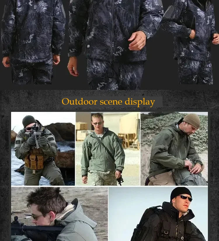 Winter Autumn Fleece Thermal Waterproof Suit Men Jacket Tactical Outdoor Fishing Hiking Camping Tracksuits Coat