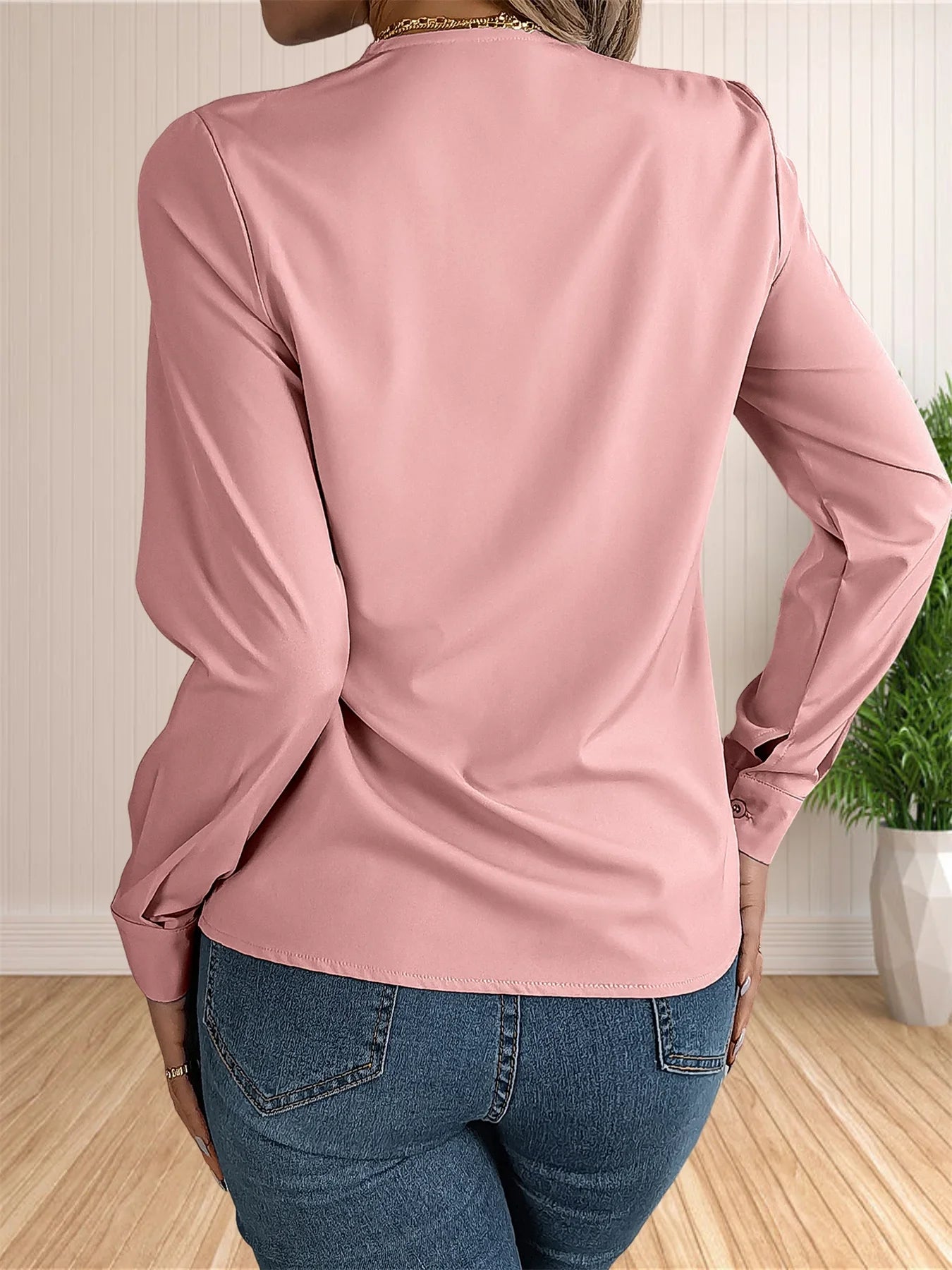 Elegant Layered V-Neck Work Blouse