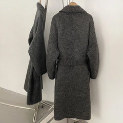 Belted Wool Blend Long Coat