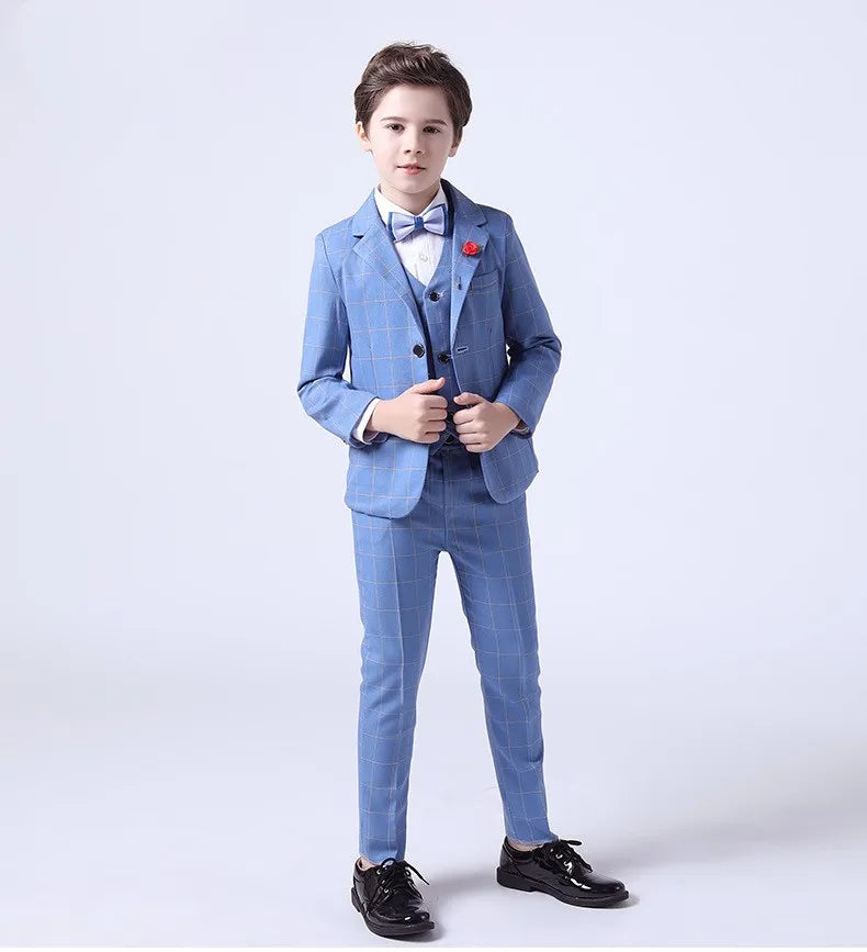 Formal Kids Plaid Tuxedo Suit