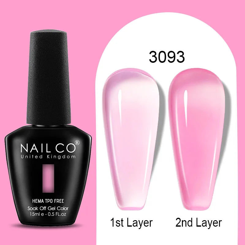 NAILCO 15ml Colorful Jelly Gel Nail Polish Gorgeous Color HEMA TPO FREE Soak Off UV LED Semi Permanent Long Wear Gel Varnish