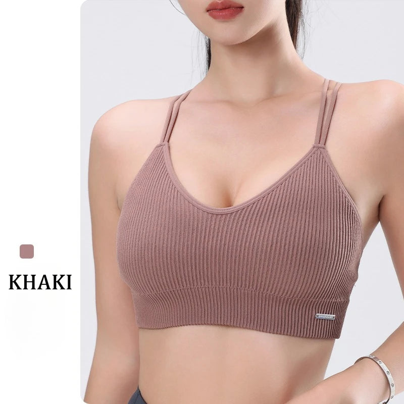 Women's Sports Bra Shock-proof Push-up Beautiful Back Cross Fitness Vest Top Gym Clothing Yoga Vest Running Sexy Fitness Bra