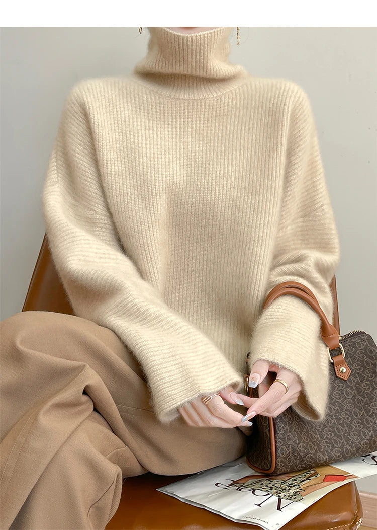 Elegant Merino Turtleneck Knit Sweater