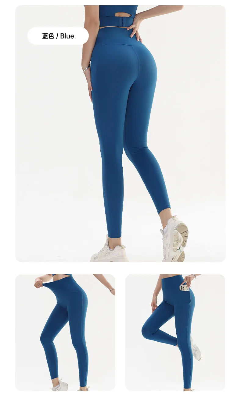 Yoga Leggings for Fitness Legging Sport Side Pocket Pants Female Soft High Waist Leggins Push Up Gym Tights Women
