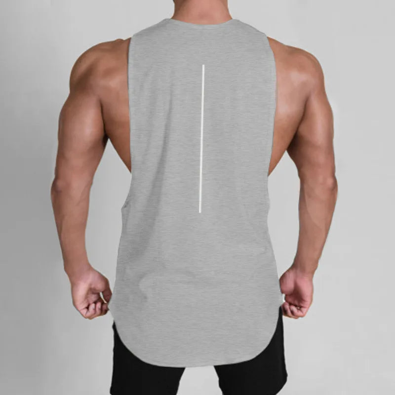Men's Gym Clothing Summer Casual Tank Top Bodybuilding Sleeveless Shirt Sports Quick Dry Fitness Vest Workout Running Undershirt